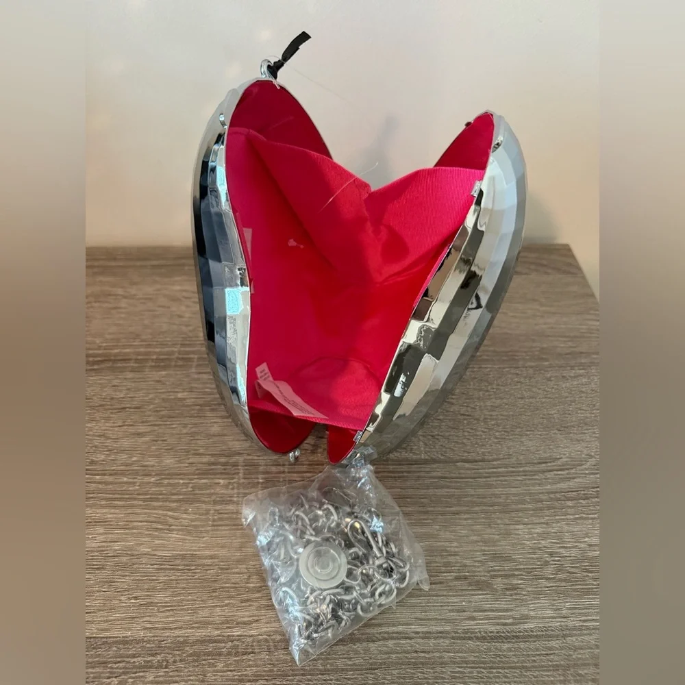 Kate Spade x Target NWT Silver Disco Heart Crossbody Bag